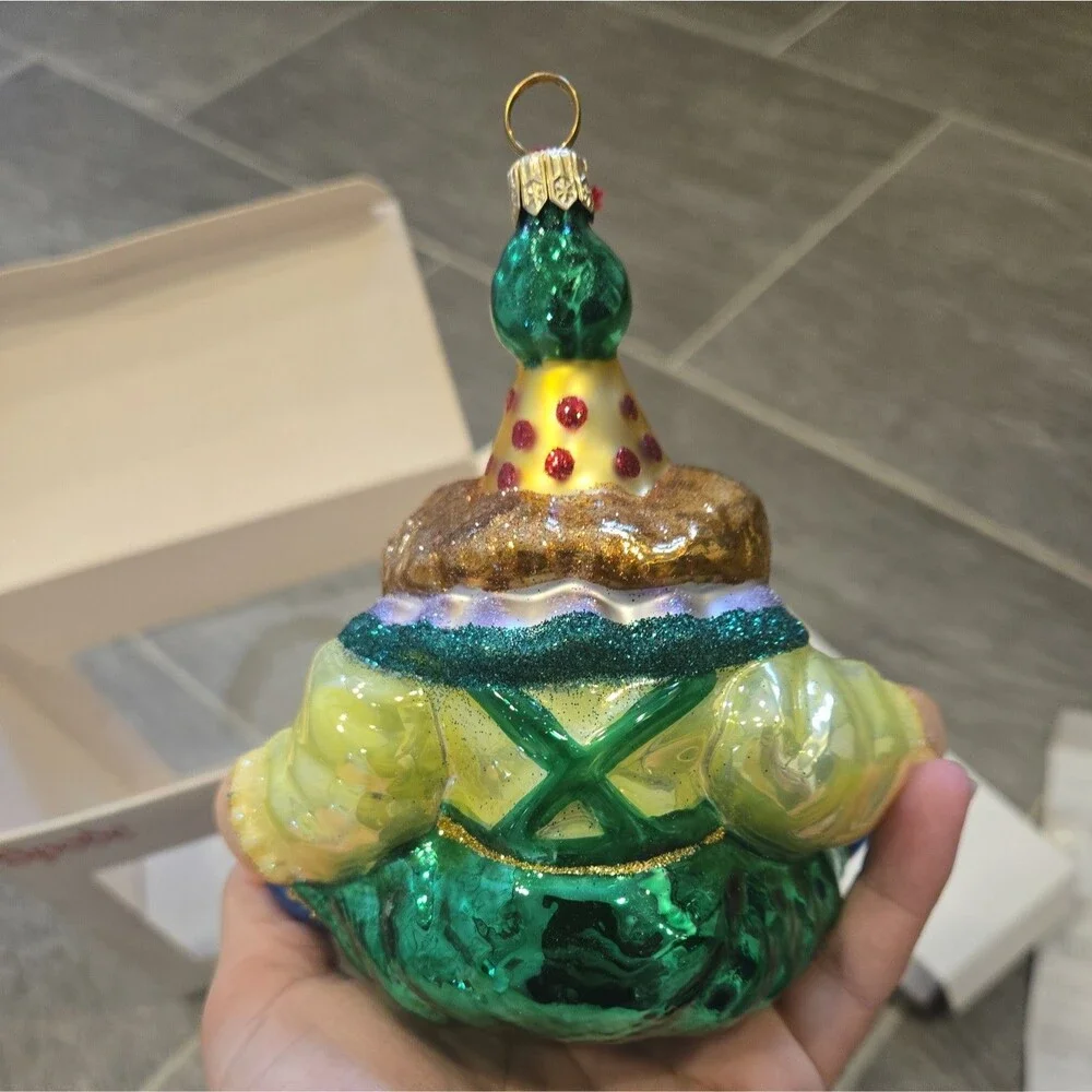 Vintage SPODE ORNAMENTS ON THE TREE Clown  BLOWN GLASS POLAND NIB